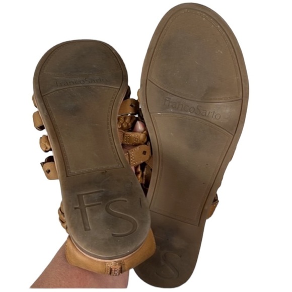 Franco Sarto Beryl Tan Gladiator Studded Flat Sandals Size 8.5 - Picture 7 of 8